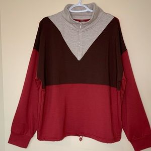 HYBA, tricolor spring sweater, frontal zipper, nwt, super soft, size XL,